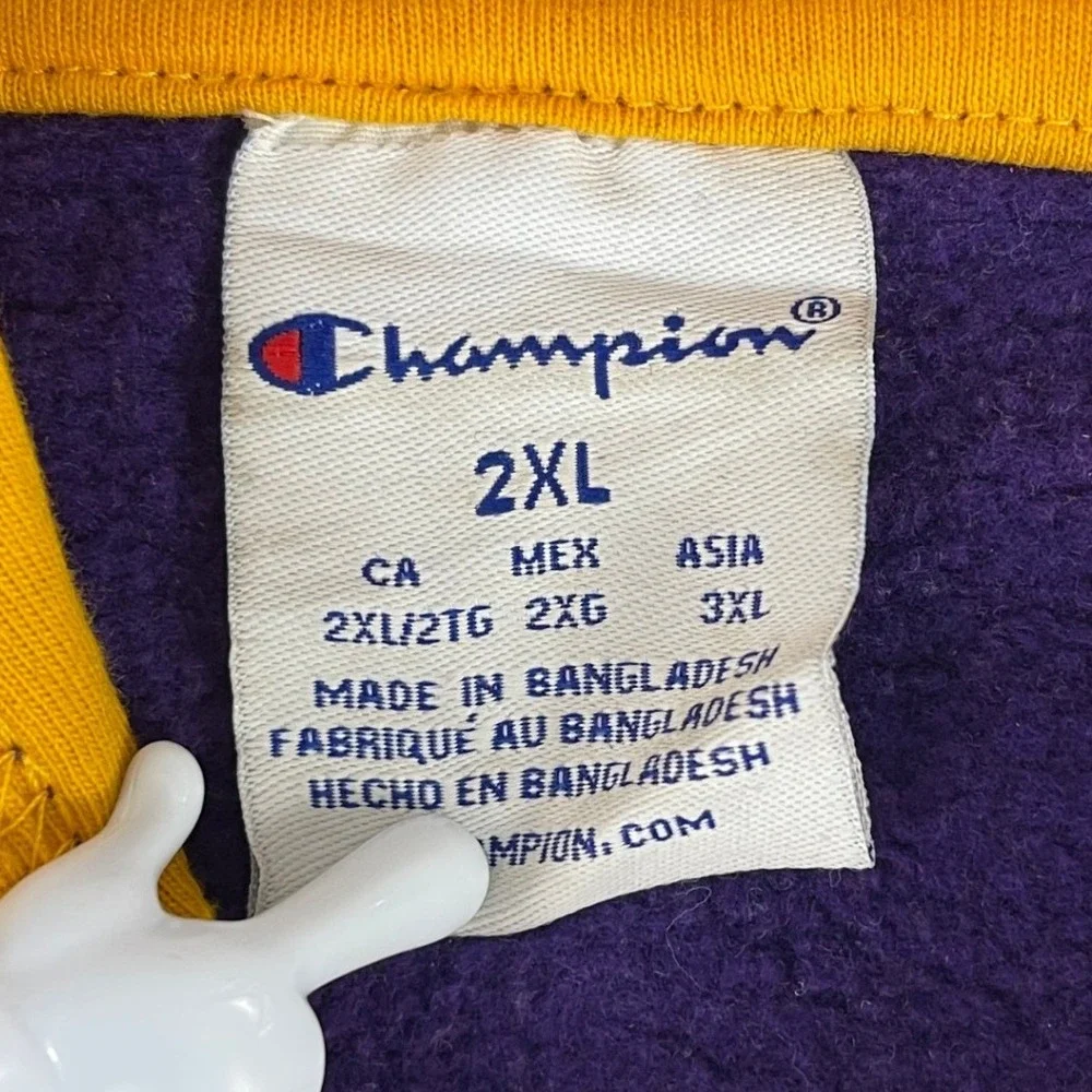 LSU Tigers Champion Mens 2XL Purple Hoodie Fleece Sweatshirt Gameday
